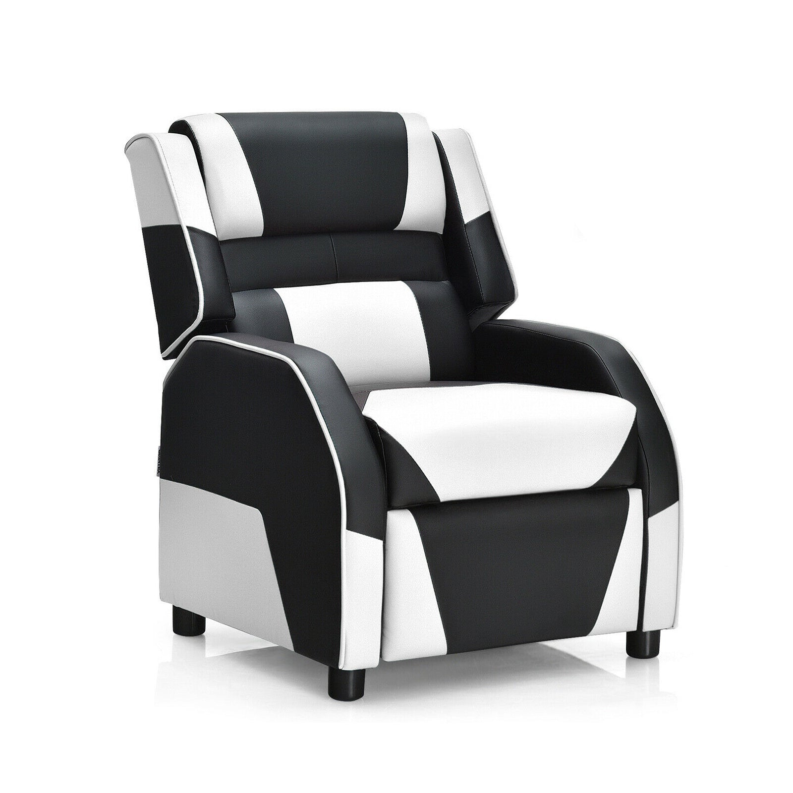 Kids Youth PU Leather Gaming Sofa Recliner with Headrest and Footrest-Yellow - White