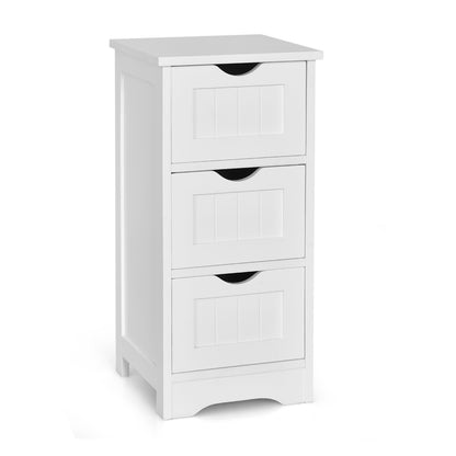 Bathroom Wooden Free Standing Storage Side Floor Cabinet Organizer-3-Tier.