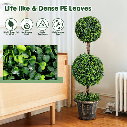 36 Inch Artificial Double Ball Tree Indoor and Outdoor UV Protection
