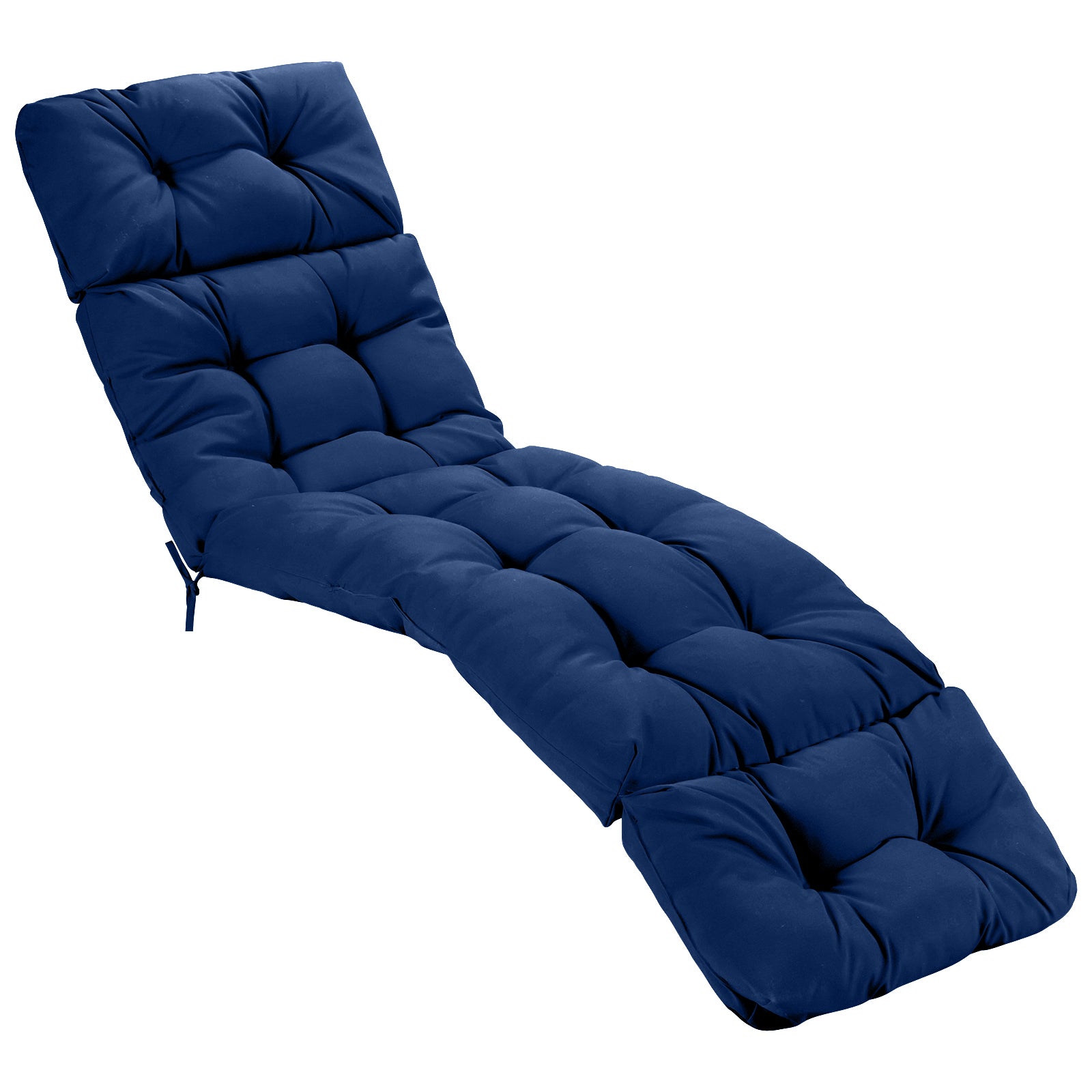 Outdoor Lounge Chaise Cushion with String Ties for Garden Poolside-Navy - Navy