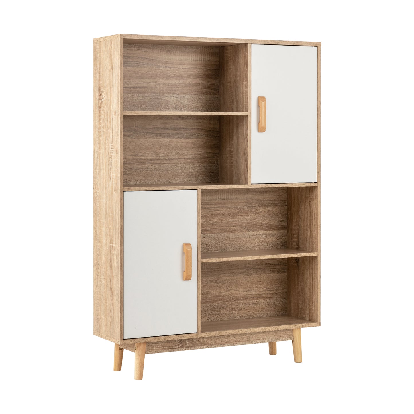 Sideboard Storage Cabinet with Door Shelf-Black - White