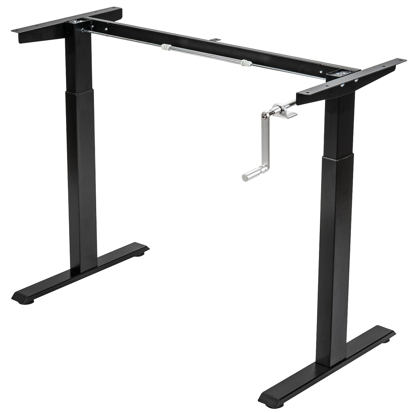 Hand Crank Sit to Stand Desk Frame Height Adjustable Standing Base-Gray - Black