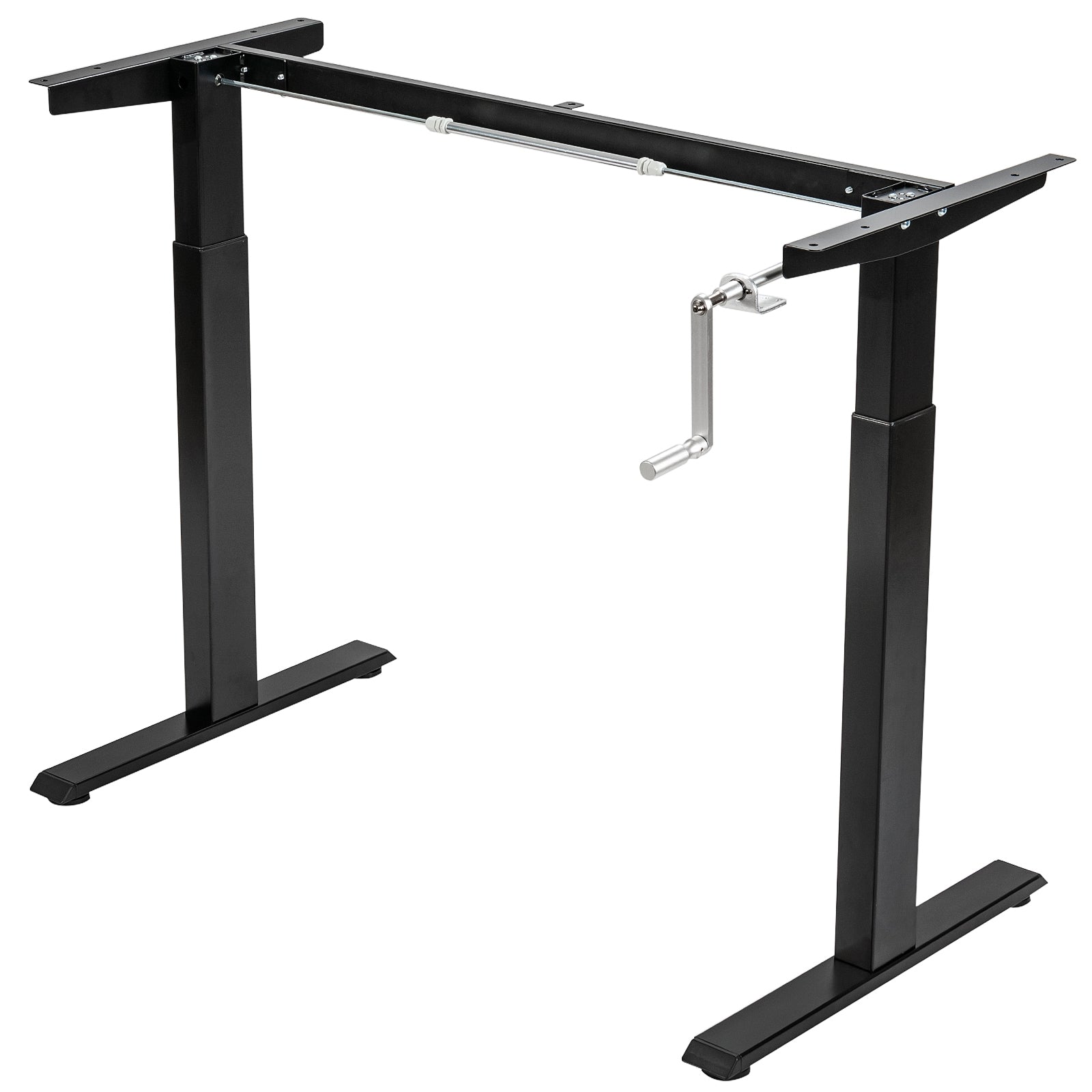 Hand Crank Sit to Stand Desk Frame Height Adjustable Standing Base-Gray - Black