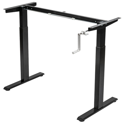 Hand Crank Sit to Stand Desk Frame Height Adjustable Standing Base-Gray - Black