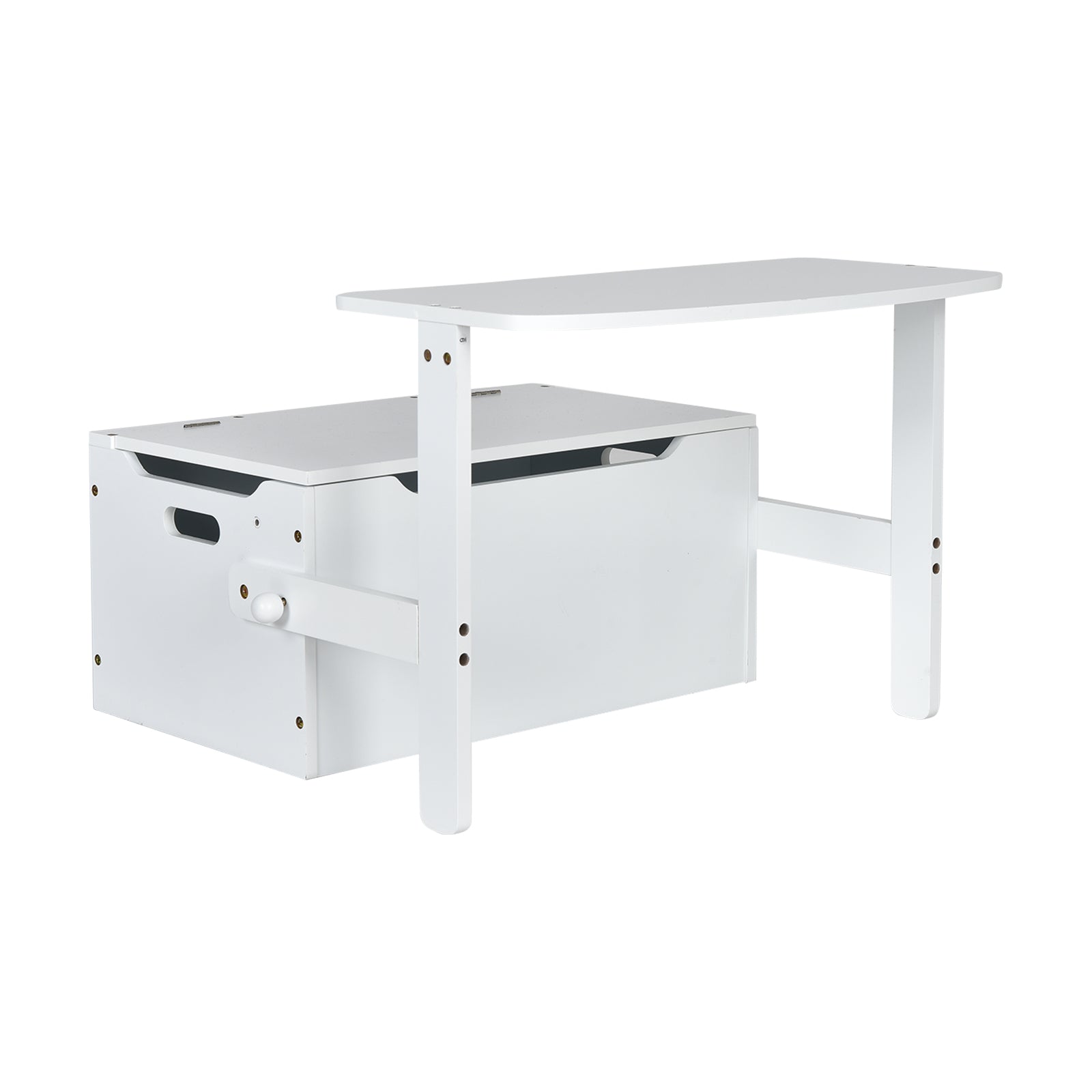 3-in-1 Kids Convertible Storage Bench Wood Activity Table and Chair Set-Gray - White