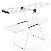 2-Tier Foldable Clothes Drying Rack with Adjustable Gullwing