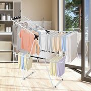 2-Tier Foldable Clothes Drying Rack with Adjustable Gullwing