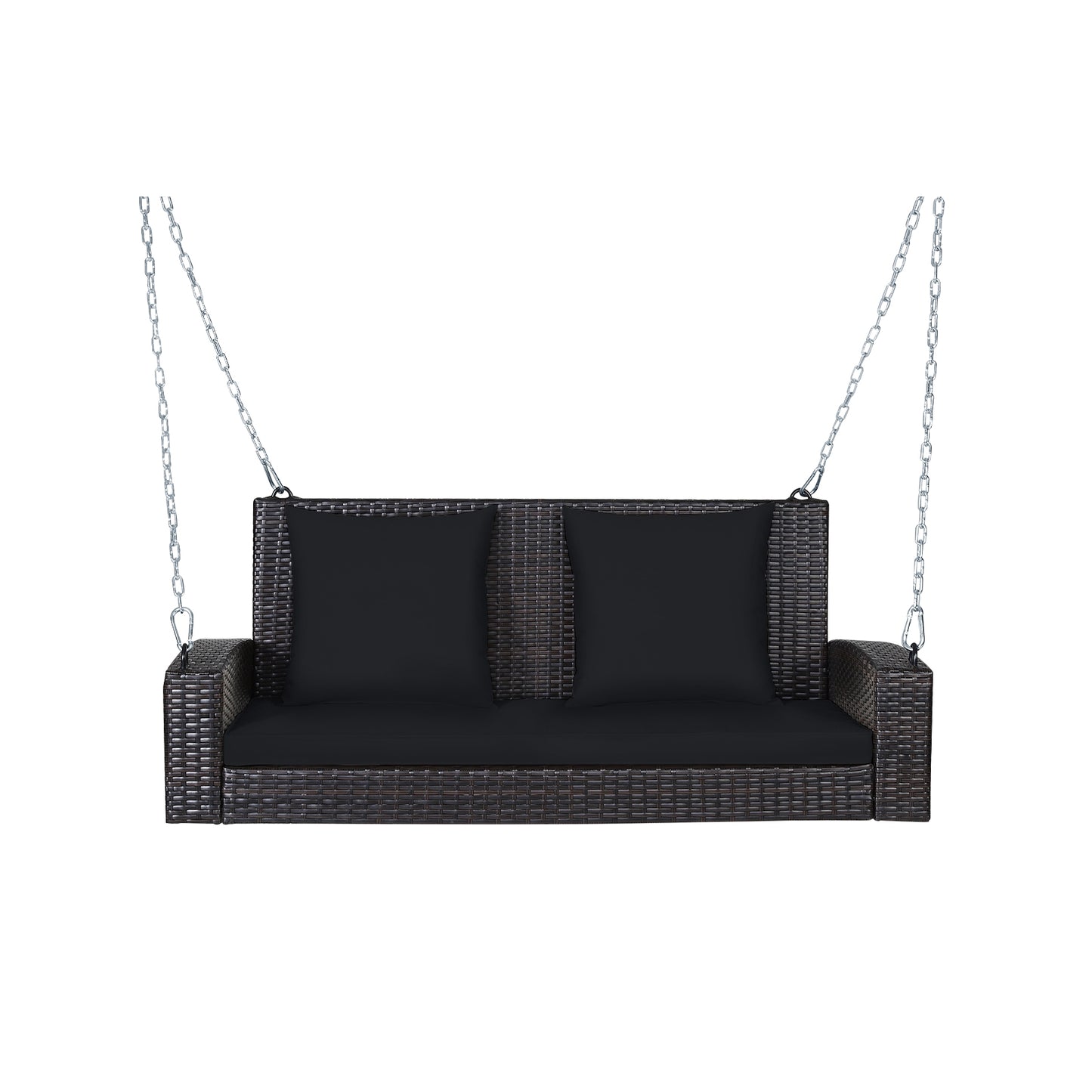 2-Person Patio Rattan Porch Swing with Cushions