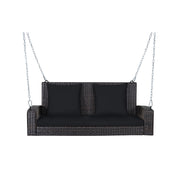 2-Person Patio Rattan Porch Swing with Cushions-Black