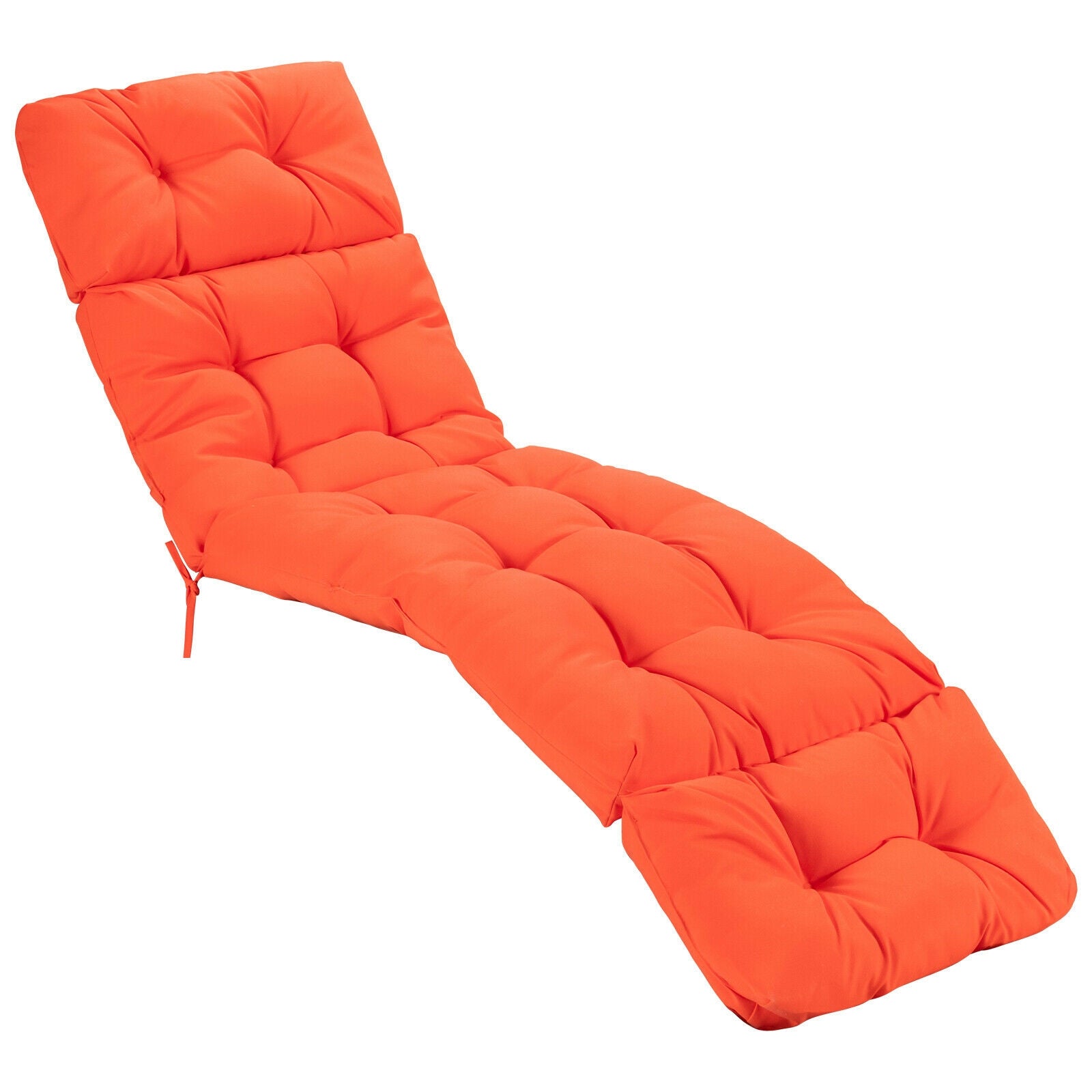 Outdoor Lounge Chaise Cushion with String Ties for Garden Poolside-Navy - Orange