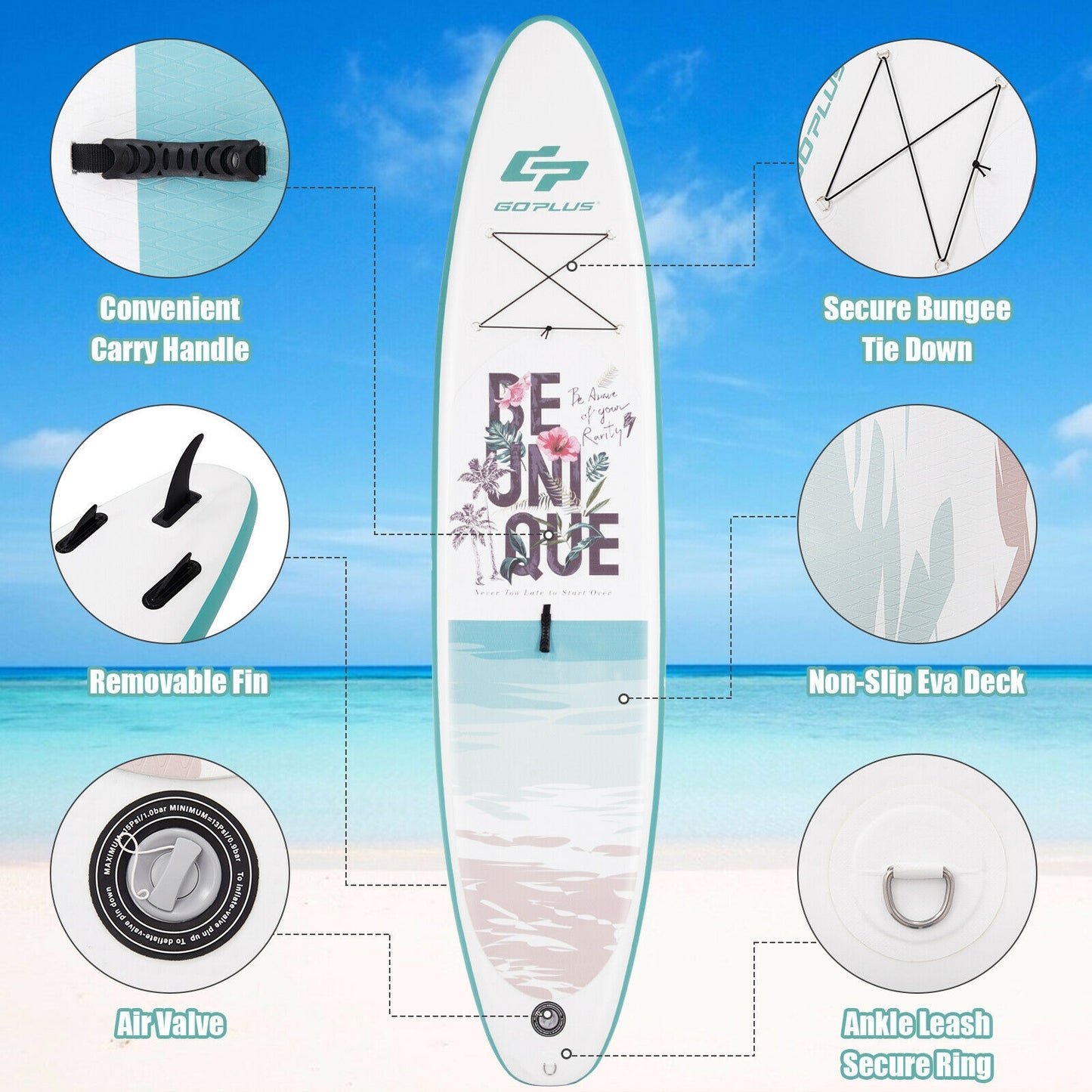 10.5 ft Inflatable Stand Up Paddle Board Surfboard with Aluminum Paddle Pump-10.5 ft