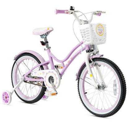 18 Inch Kids Adjustable Bike Toddlers with Training Wheels-Pink - Purple