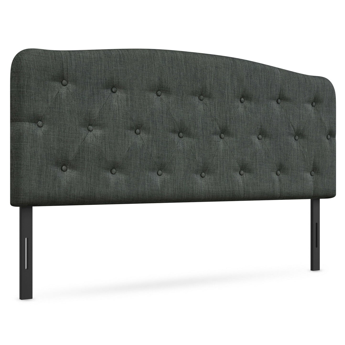 Faux Linen Headboard with Adjustable Heights-Dark Gray - Dark Gray