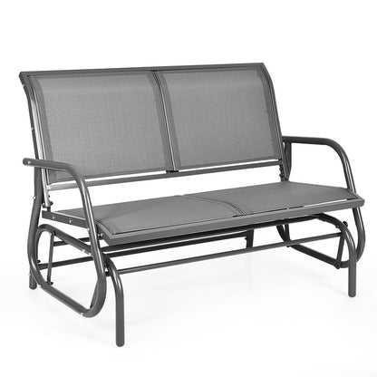 Swing Glider Chair 48 Inch Loveseat Rocker Lounge Backyard-Beige - Gray
