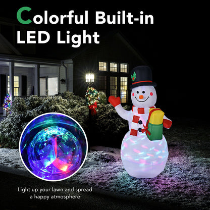 5 Feet Tall Snowman Inflatable Blow up Inflatable with Built-in Colorful LED Lights