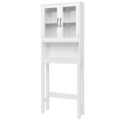Over the Toilet Storage Cabinet Bathroom Space Saver with Tempered Glass Door