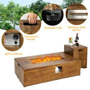 2 Piece Outdoor Propane Fire Pit Table Set