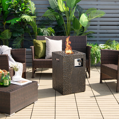 16 Feet Square Outdoor Propane Fire Pit with Lava Rocks Waterproof Cover 30000 BTU