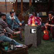 16 Feet Square Outdoor Propane Fire Pit with Lava Rocks Waterproof Cover 30000 BTU-Black