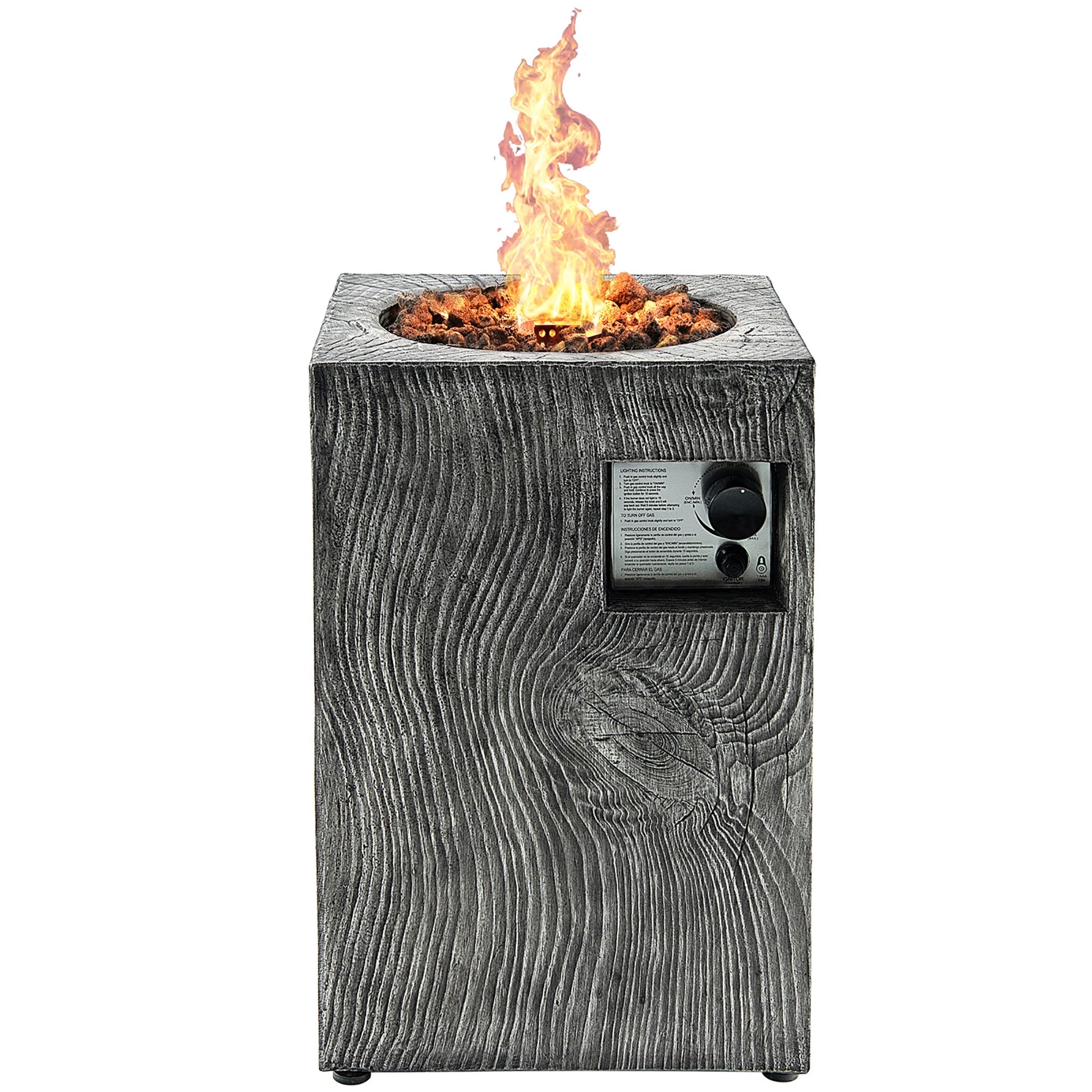 16 Feet Square Outdoor Propane Fire Pit with Lava Rocks Waterproof Cover 30000 BTU-Gray - Gray