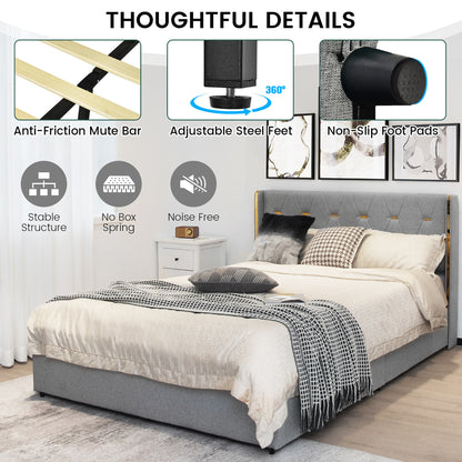 Bed Frame Mattress Foundation with 4 Storage Drawers - Default