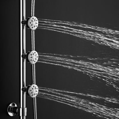 44 Inch Chrome Brass Rainfall Shower Panel Wall Mount with Hand Show