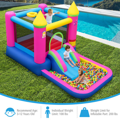 Inflatable Bounce House Cute Princess Bouncy Castle with 520W Blower