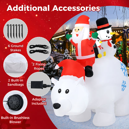 6 Ft Christmas Inflatable with Lights Animated Santa Penguin and Snowman