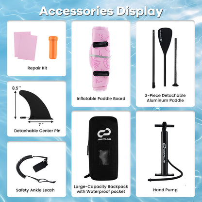 Inflatable Stand up Paddle Board iSUP Board Accessories with 3 Fins and Backpack