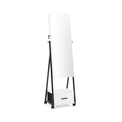 Jewelry Cabinet with Full Length Mirror-Brown - White