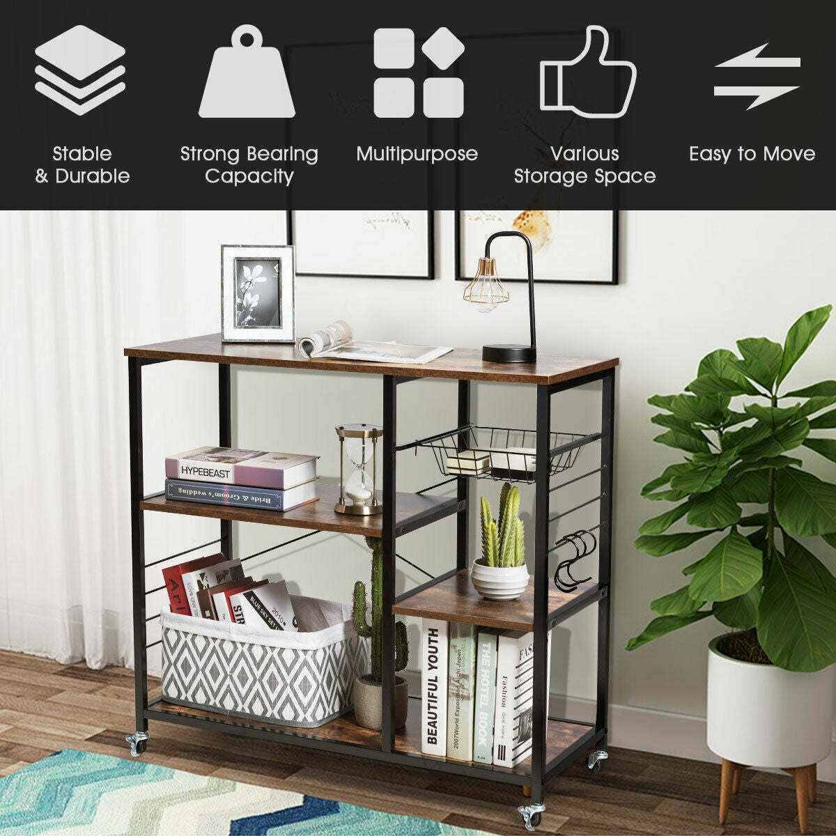 Rolling Industrial Kitchen Baker‚Äôs Storage Shelf
