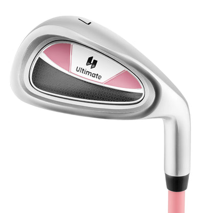 Junior #7 Iron for Kids with Fiberglass Shaft and Headcover-Blue - Pink
