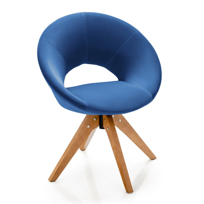 Swivel Accent Chair with Oversized Upholstered Seat for Home Office-Blue - Blue