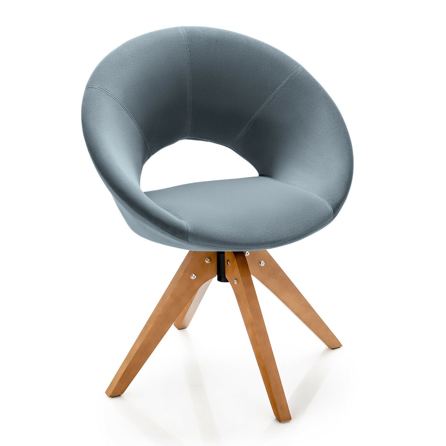 Swivel Accent Chair with Oversized Upholstered Seat for Home Office-Blue - Gray