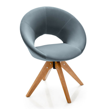 Swivel Accent Chair with Oversized Upholstered Seat for Home Office-Blue - Gray