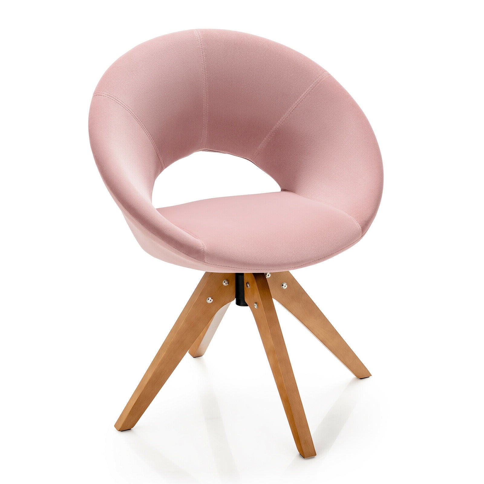 Swivel Accent Chair with Oversized Upholstered Seat for Home Office-Blue - Pink