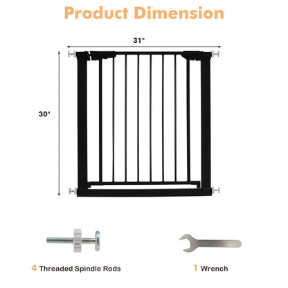 30-32.5 Inch Wide Safety Gate with 30 Inch Scientific Height-Black