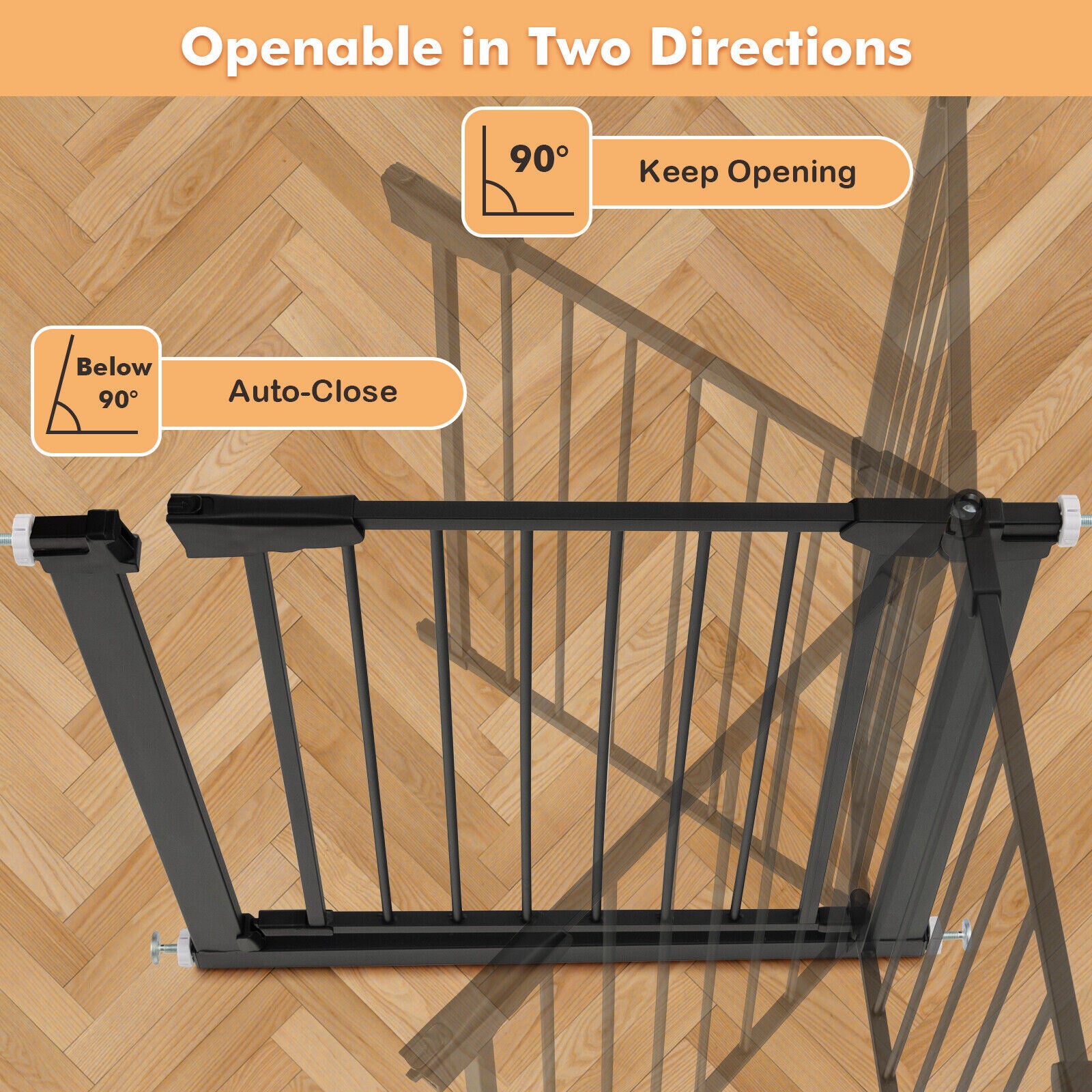 30-32.5 Inch Wide Safety Gate with 30 Inch Scientific Height-Black
