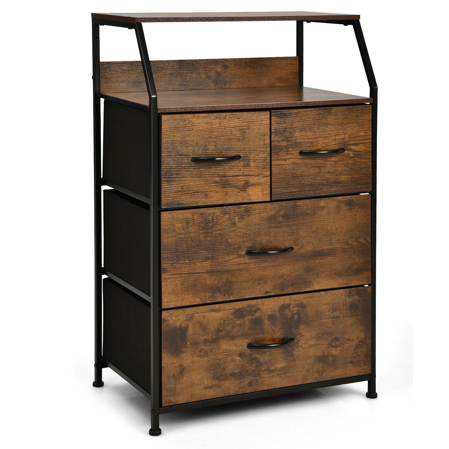Freestanding Cabinet Dresser with Wooden Top Shelves-S - L