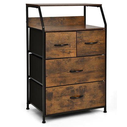 Freestanding Cabinet Dresser with Wooden Top Shelves-S - L