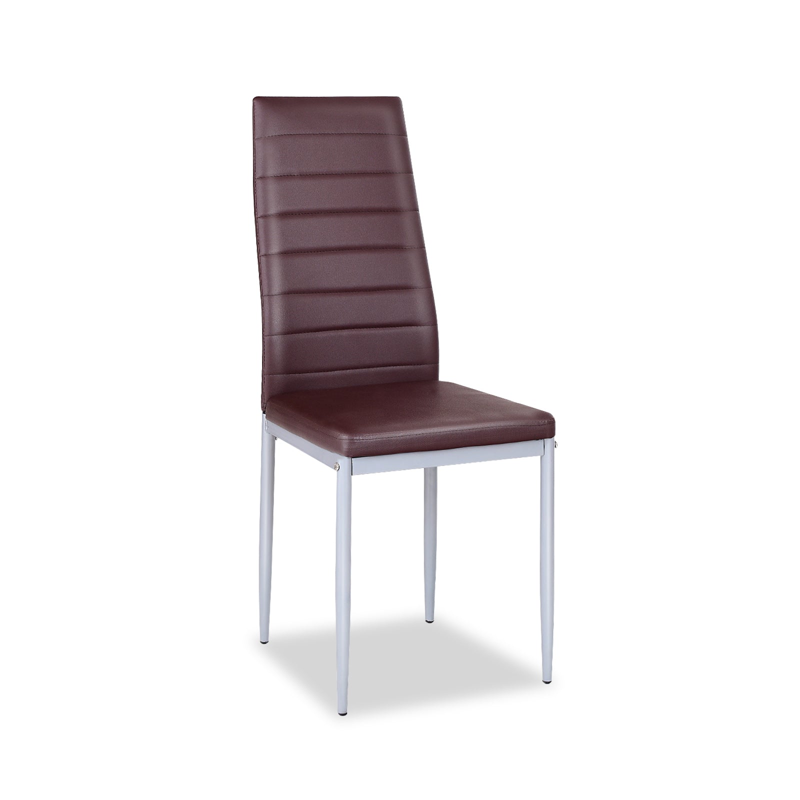 4 pcs PVC Leather Dining Side Chairs Elegant Design -White - Coffee