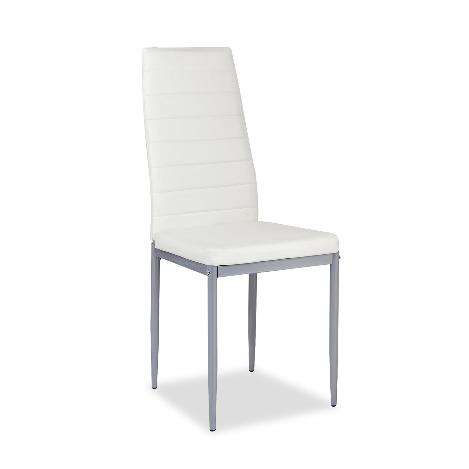 4 pcs PVC Leather Dining Side Chairs Elegant Design -White - White