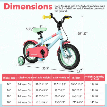 Kids Bike with Adjustable Handlebar and Saddle Blue