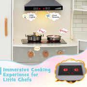 Corner Kids Play Kitchen with Washing Machine and Ice Maker Gift for Boys Girls-White