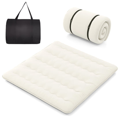 Queen/King/Twin/Full Futon Mattress Floor Sleeping Pad with Washable Cover Beige-Queen Size - King Size