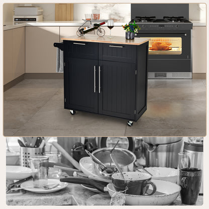 Heavy Duty Rolling Kitchen Cart with Tower Holder and Drawer