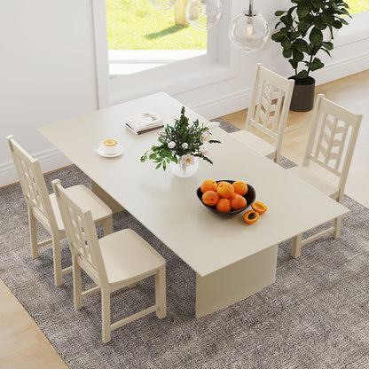 Kitchen Side Dining Chair Set of 2 with Rubber Wood Frame-Cream White