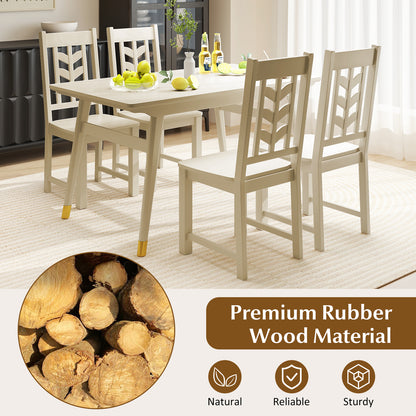 Kitchen Side Dining Chair Set of 2 with Rubber Wood Frame-Cream White