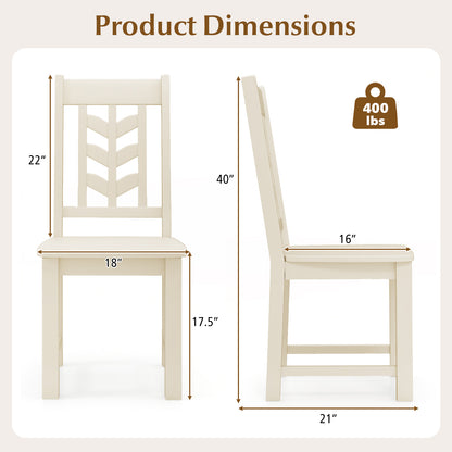 Kitchen Side Dining Chair Set of 2 with Rubber Wood Frame-Cream White