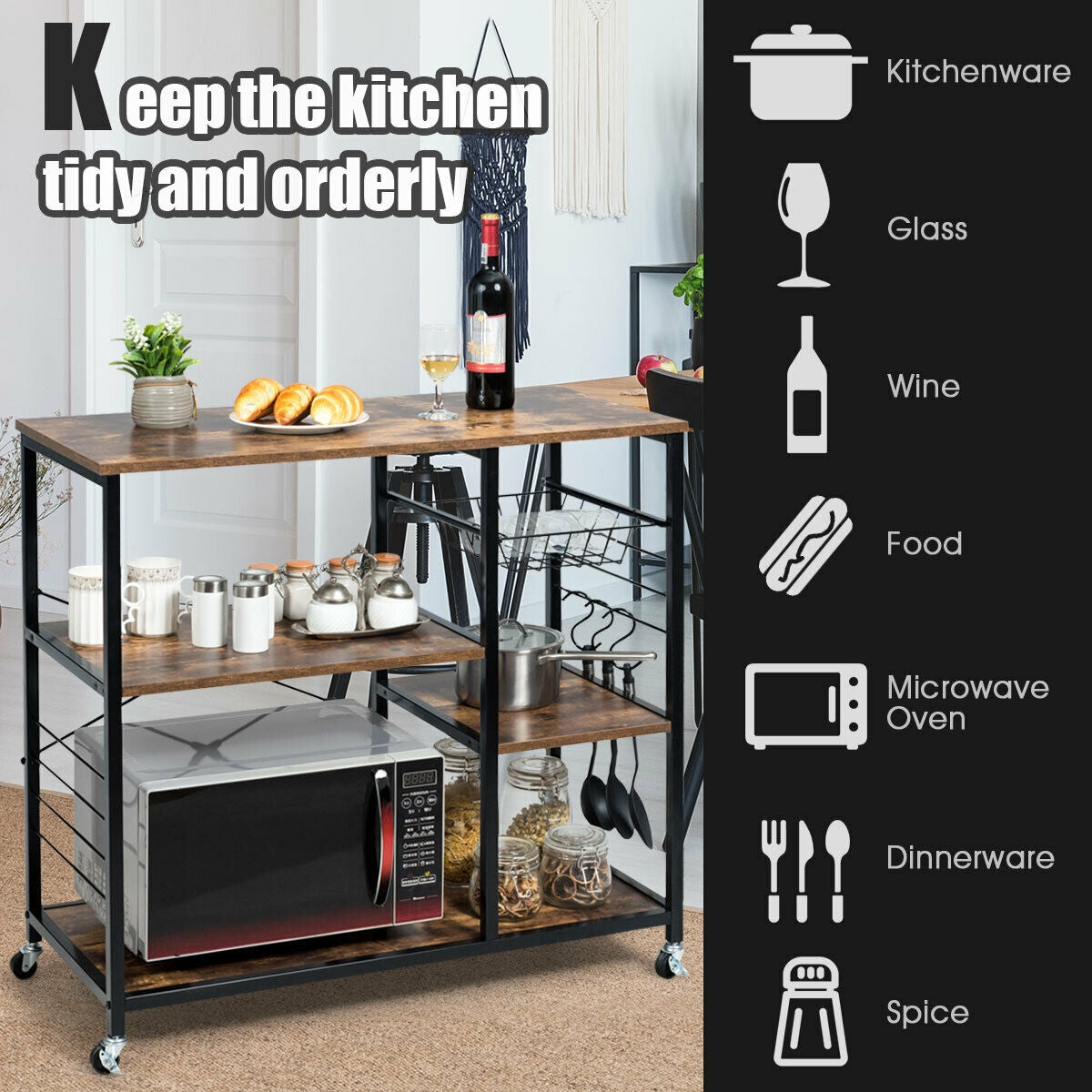 Rolling Industrial Kitchen Baker‚Äôs Storage Shelf